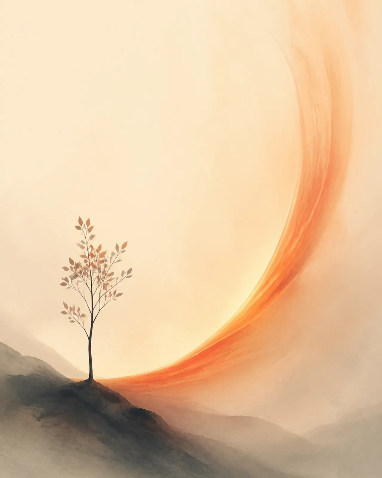 A warm ember arc symbolizing growth